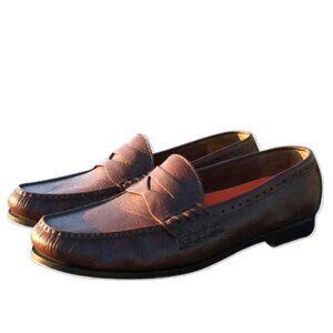 Cole Haan Mens size 11 GrandOS Leather Pinch Penny Loafer Shoes Brown Excellent